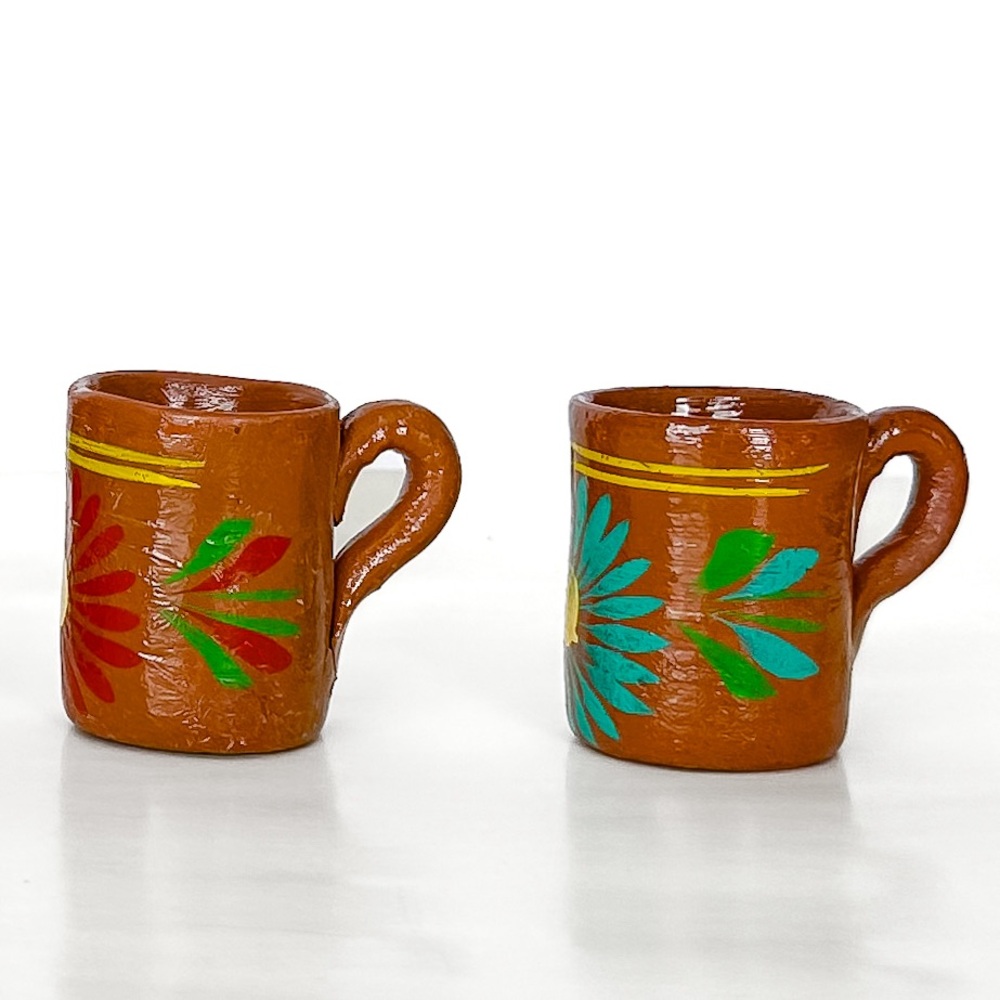 Mini Mexican Handmade Mugs Clay Espresso Shooter Cups